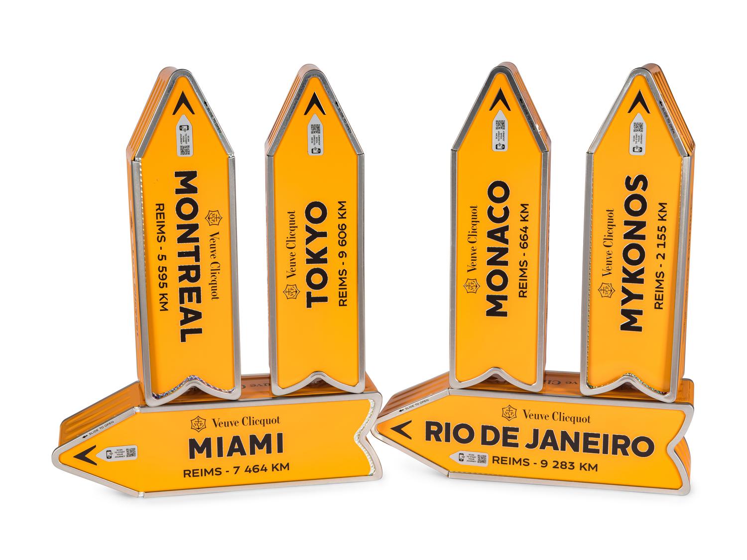 A Set of Six Veuve Clicquot "Arrow" Gift Tins