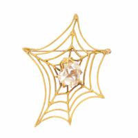 Quartz and Yellow Gold Spiderweb Brooch