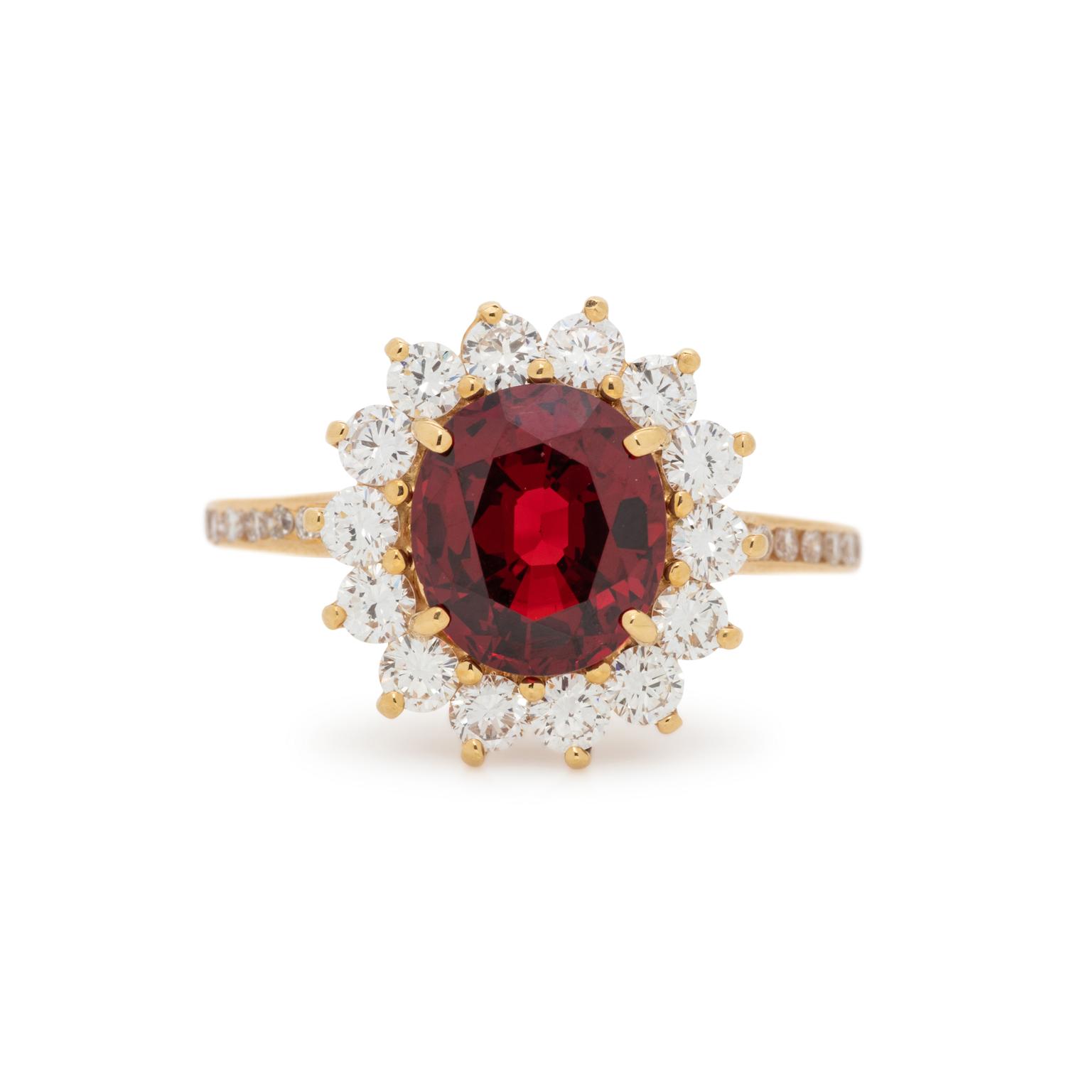 SPINEL AND DIAMOND RING