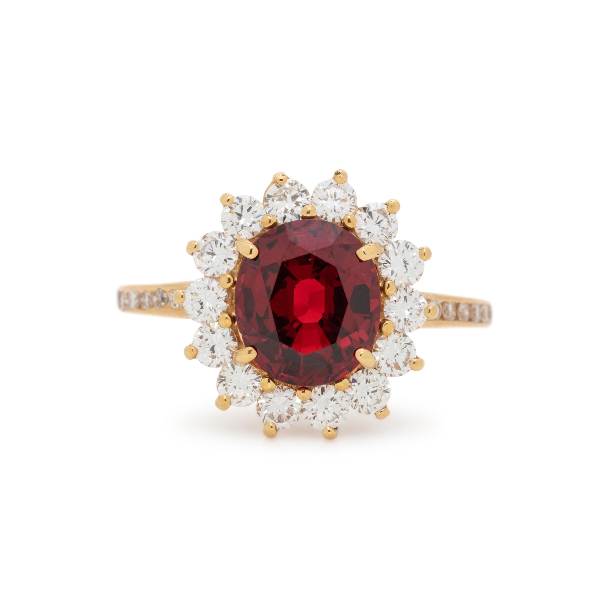 SPINEL AND DIAMOND RING