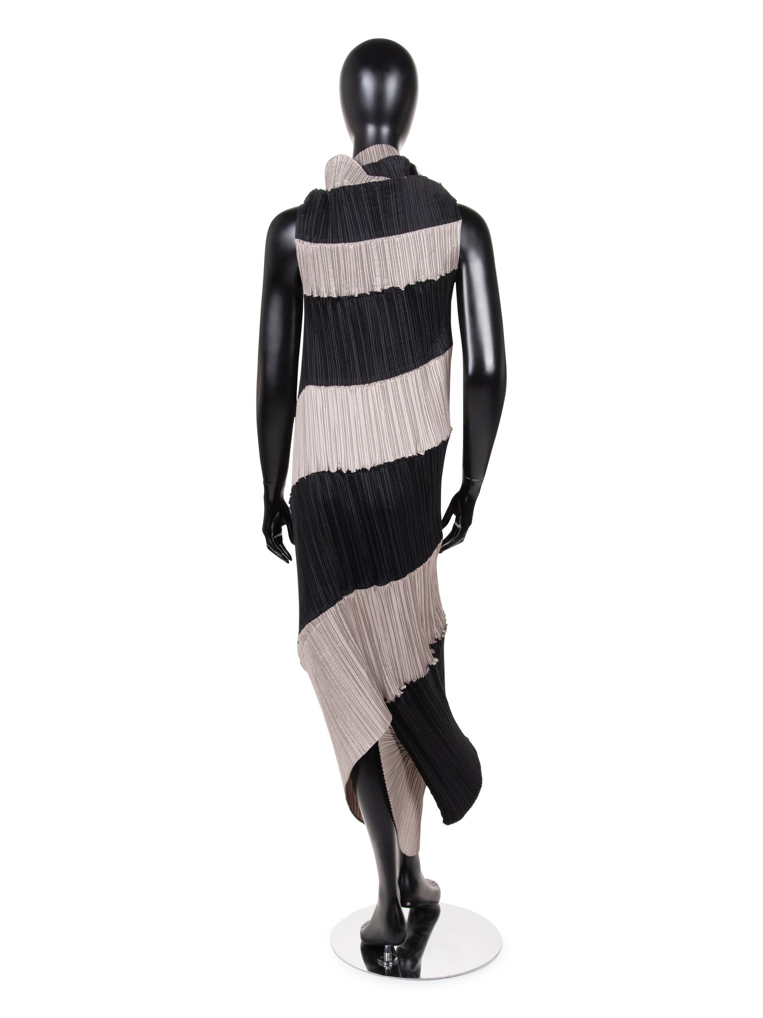 Issey Miyake Pleated Two-Tone Sleeveless Dress