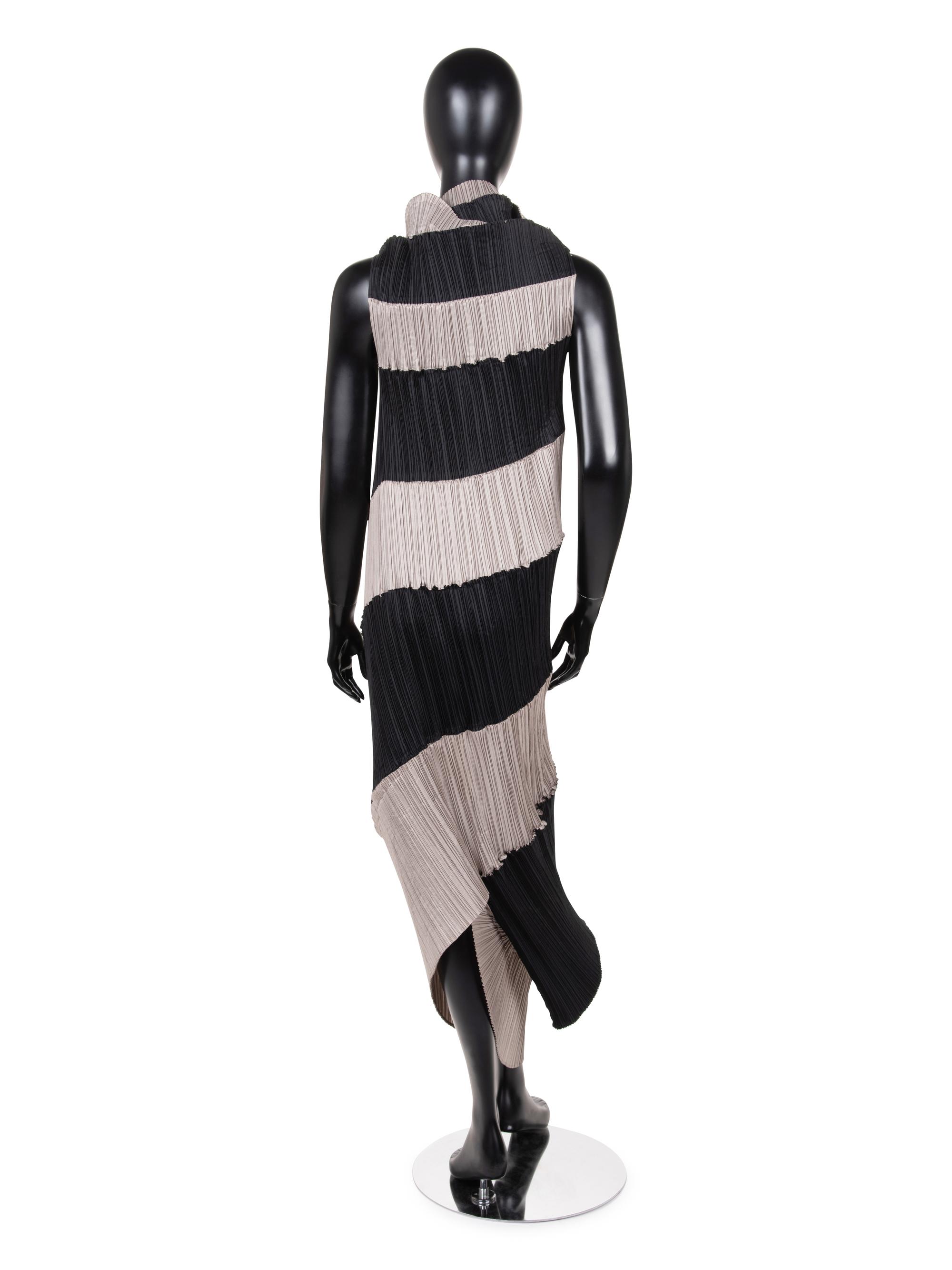 Issey Miyake Pleated Two-Tone Sleeveless Dress