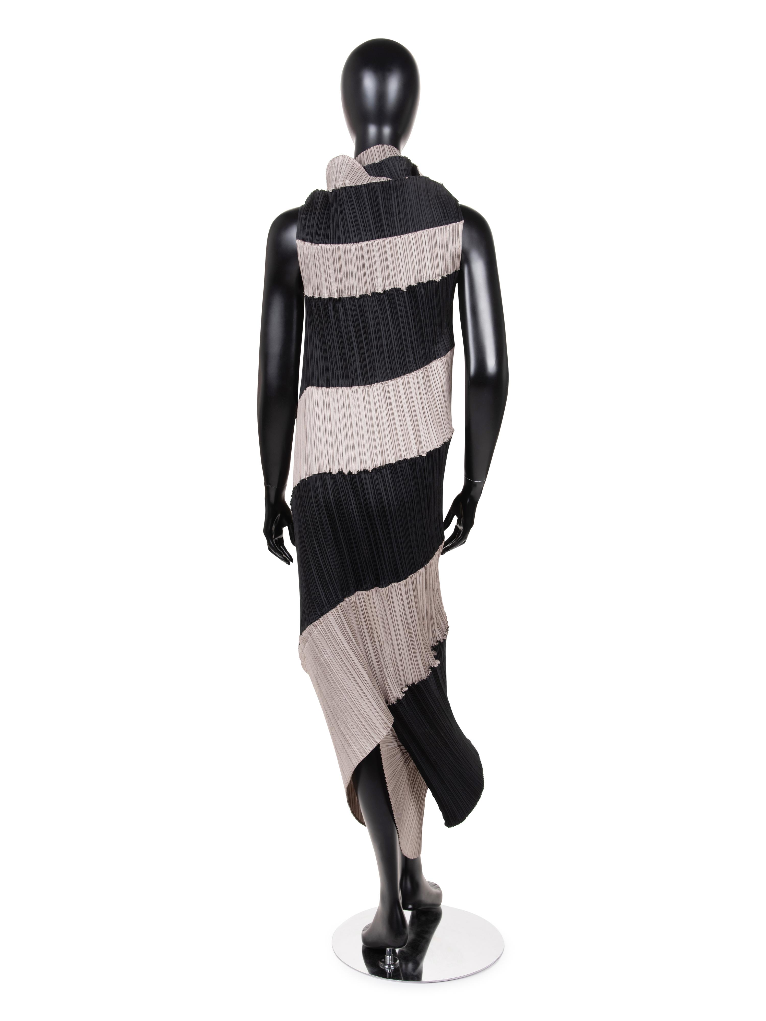 Issey Miyake Pleated Two-Tone Sleeveless Dress