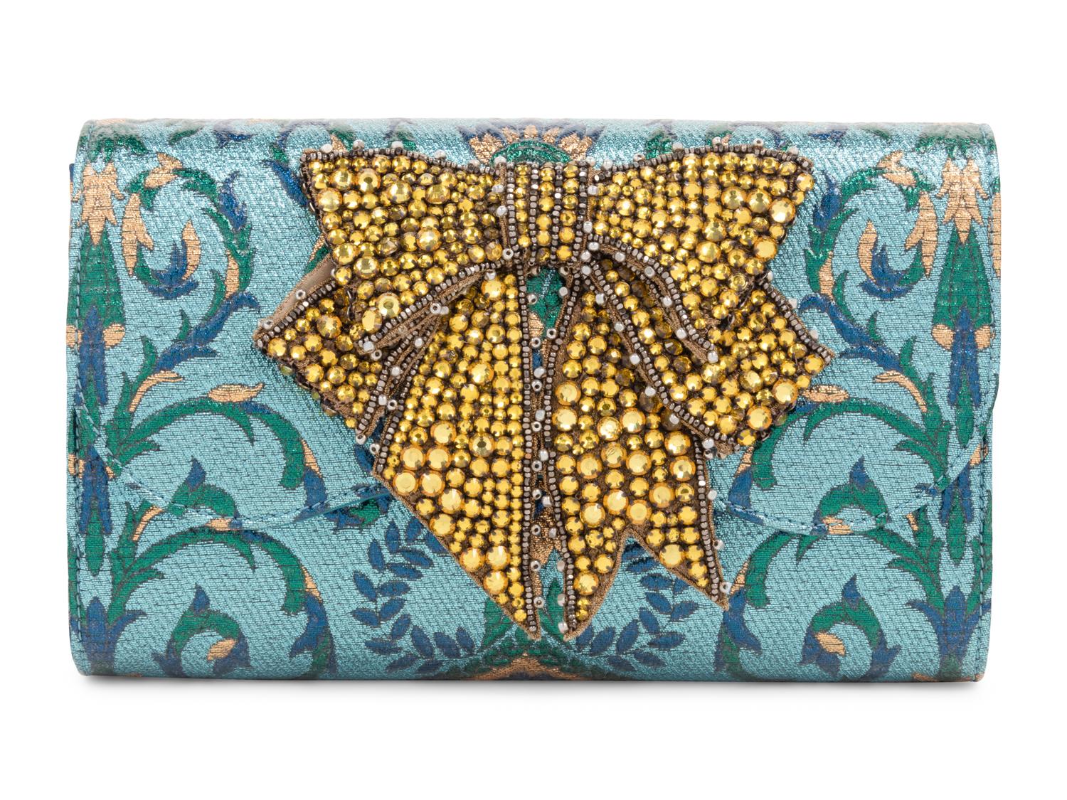 Gucci Brocade Broadway Clutch Bag with Bow