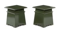 A Pair of Custom-Designed Green Painted Side Tables Height 15 x width 14 1/4 x depth 14 1/4 inches. — 20TH CENTURY