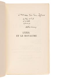 CAMUS, Albert, (1913-1960). Group of 4 FIRST EDITIONS, SIGNED OR INSCRIBED, comprising: