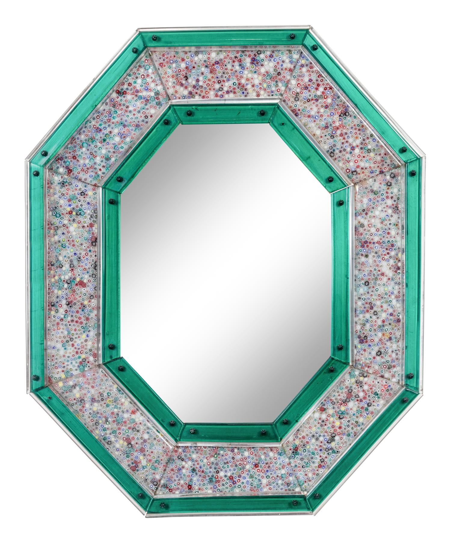 A Venetian Glass Millefiori Octagonal Mirror