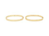 PAIR OF YELLOW GOLD AND GEMSTONE BANGLE BRACELETS