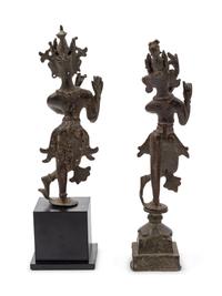 Two Indian Bronze Figures of Lord Krishna