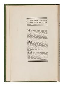 Salten, Felix (1869-1945). Bambi: A Life in the Woods . Translated by Whittaker Chambers. With a foreword by John Galsworthy. New York: Simon and Schuster, 1928.