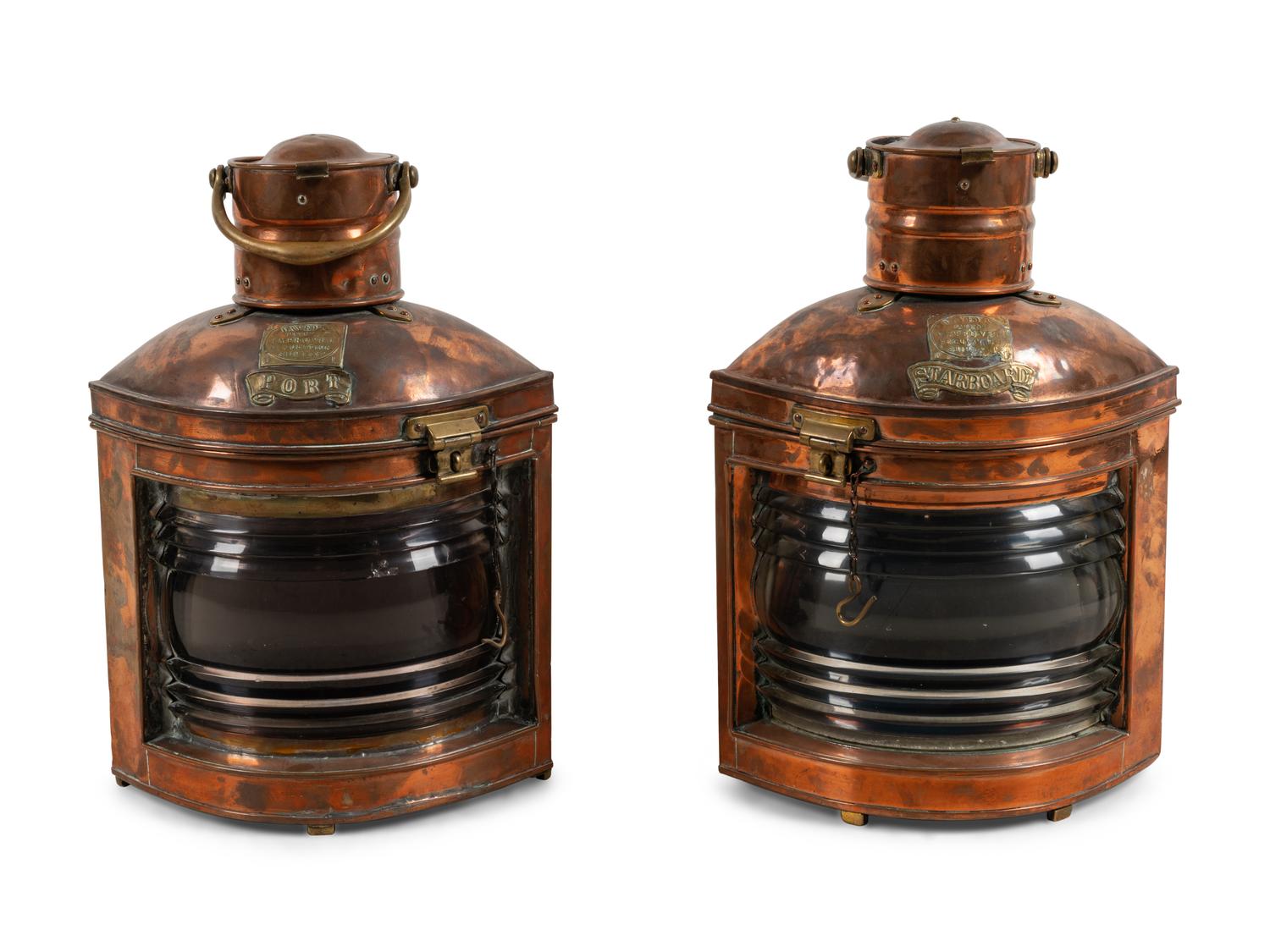 A Pair of Copper Ship Lanterns