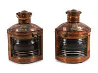 A Pair of Copper Ship Lanterns
