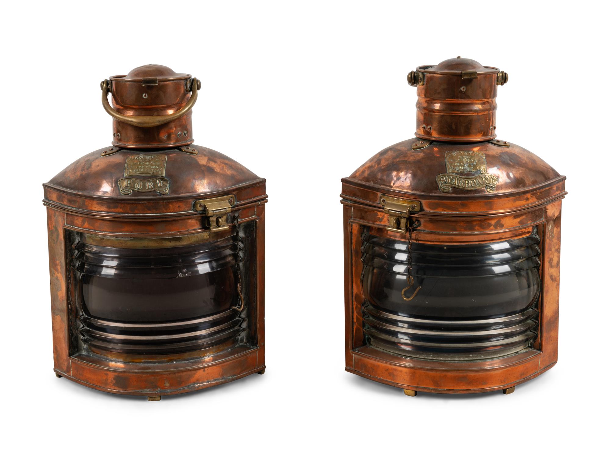 A Pair of Copper Ship Lanterns