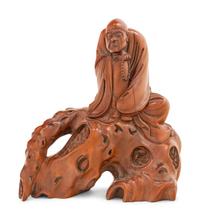 A Chinese Boxwood Carved Figure of a Luohan