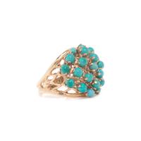 COLLECTION OF YELLOW GOLD AND TURQUOISE JEWELRY