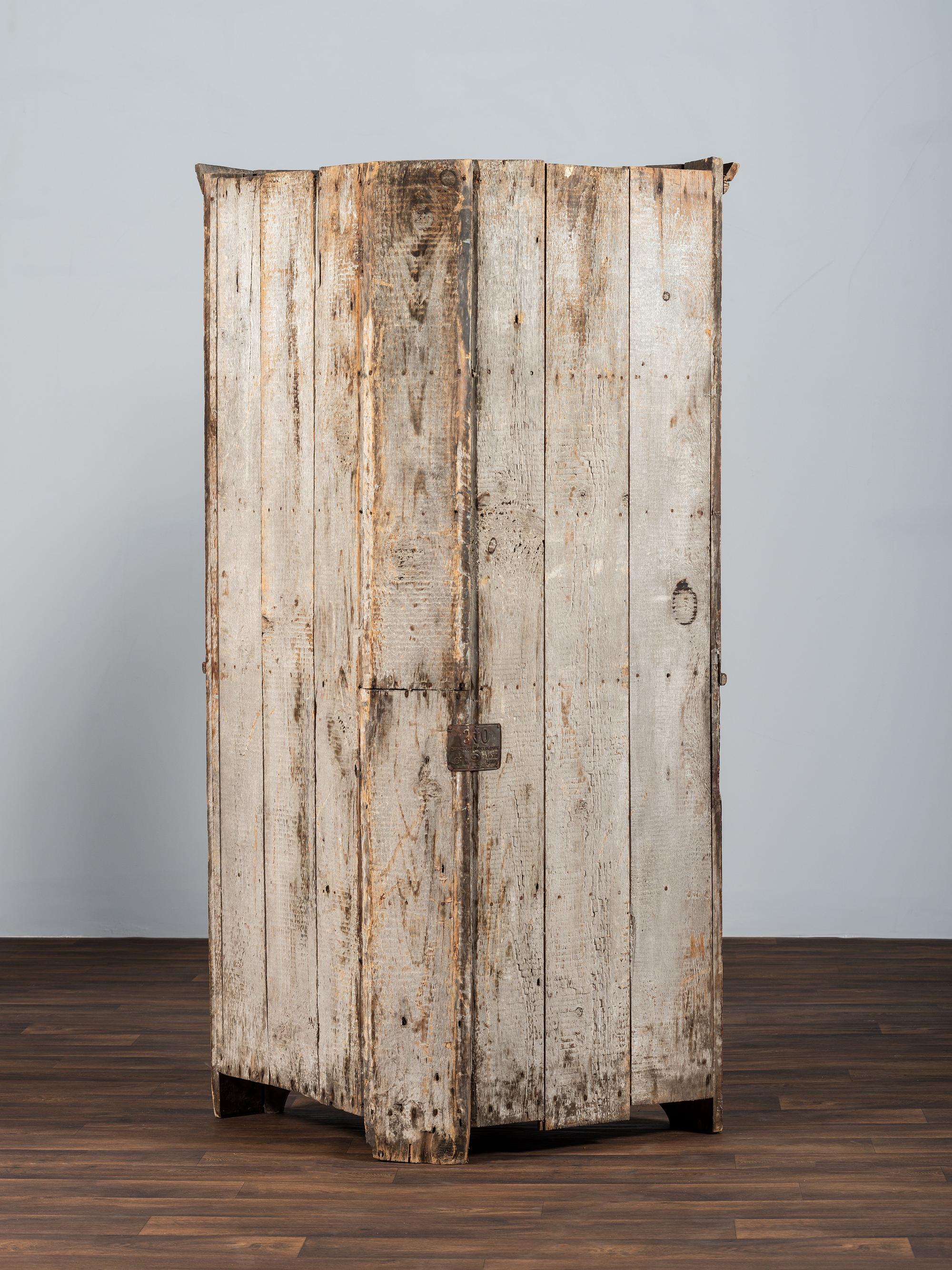A Country Grain Painted Pine Corner Cupboard