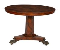 A Regency Gilt Bronze Mounted Burl Yew-Wood Veneered Tilt-Top Table