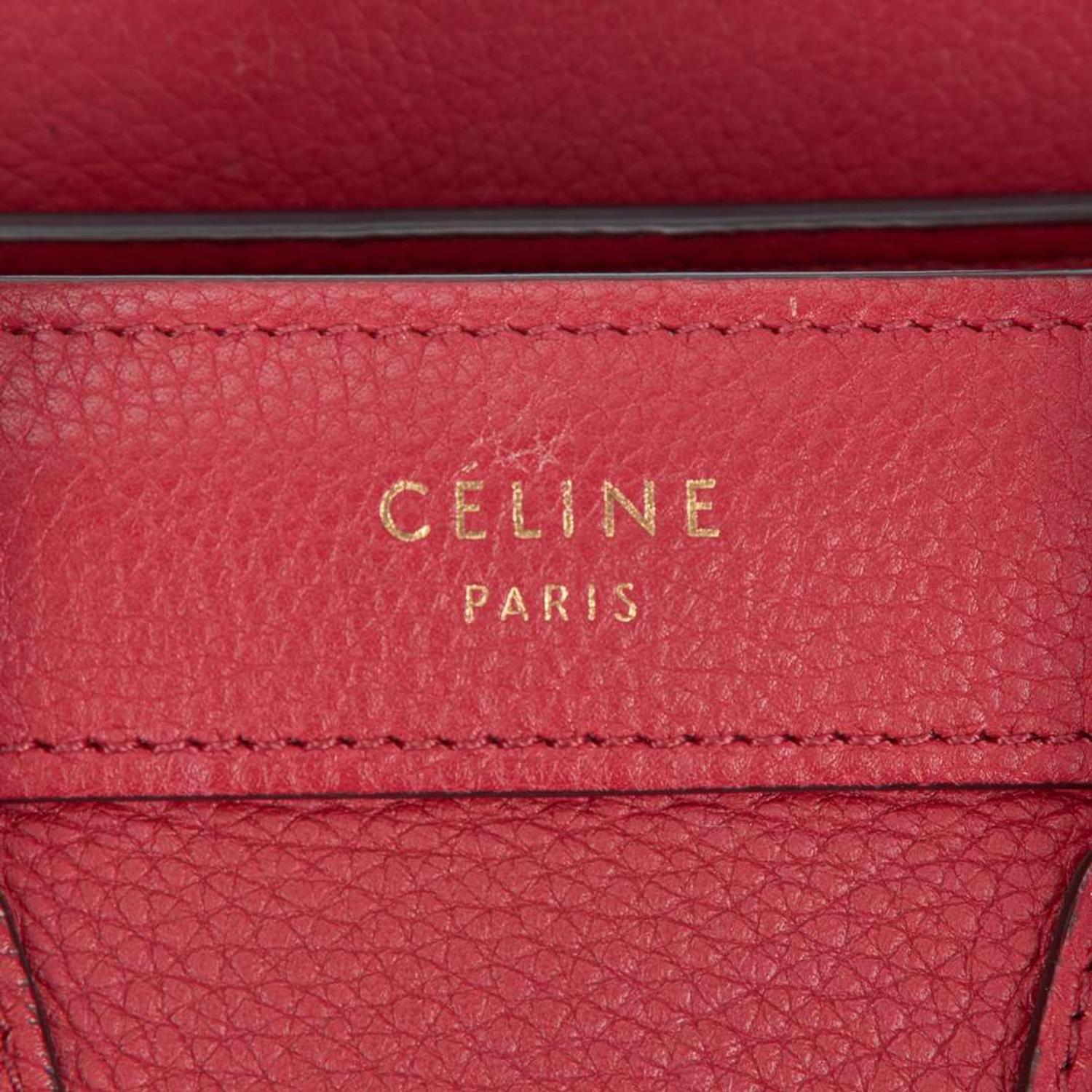 A Celine Nano Luggage Red Leather Handbag Celine