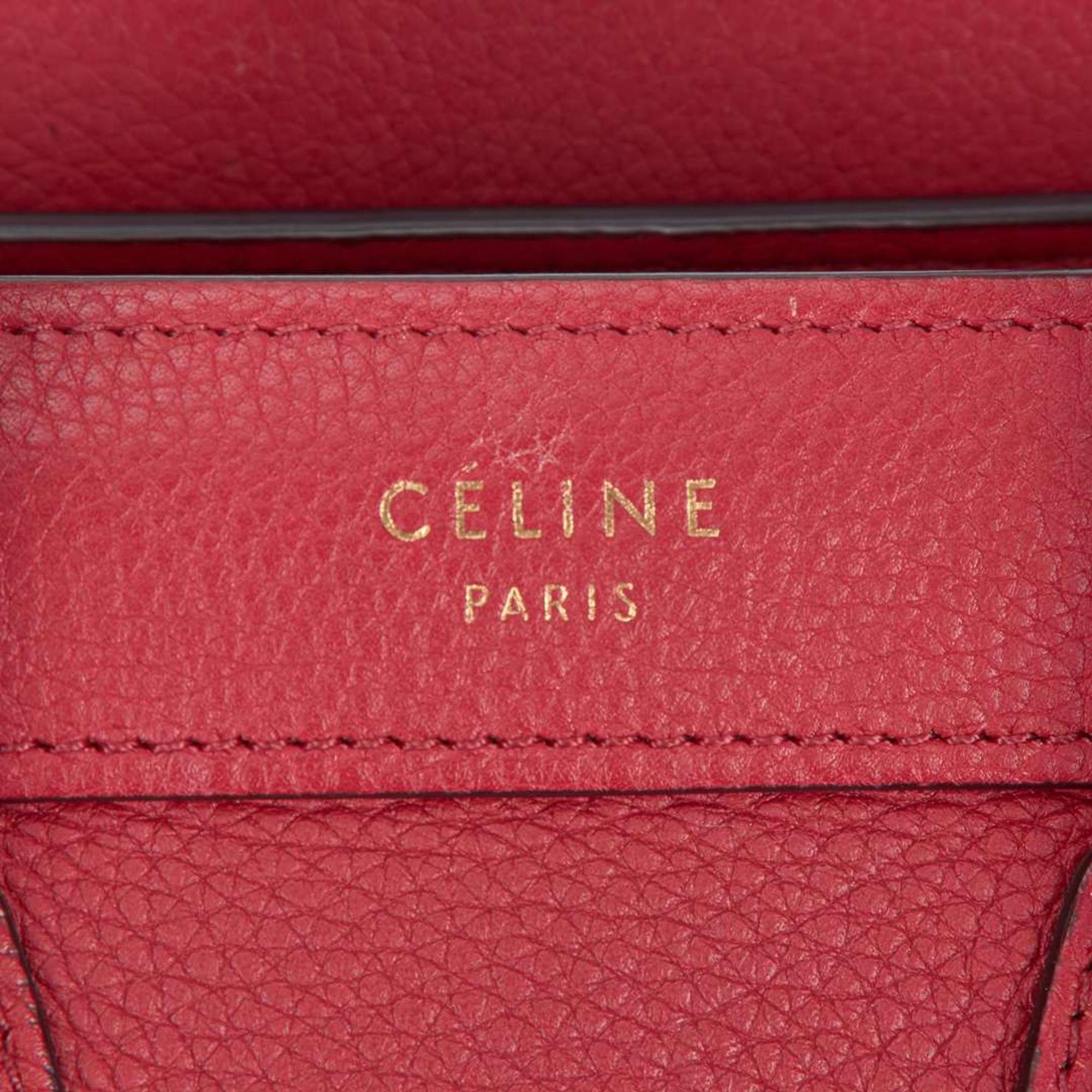 A Celine Nano Luggage Red Leather Handbag Celine