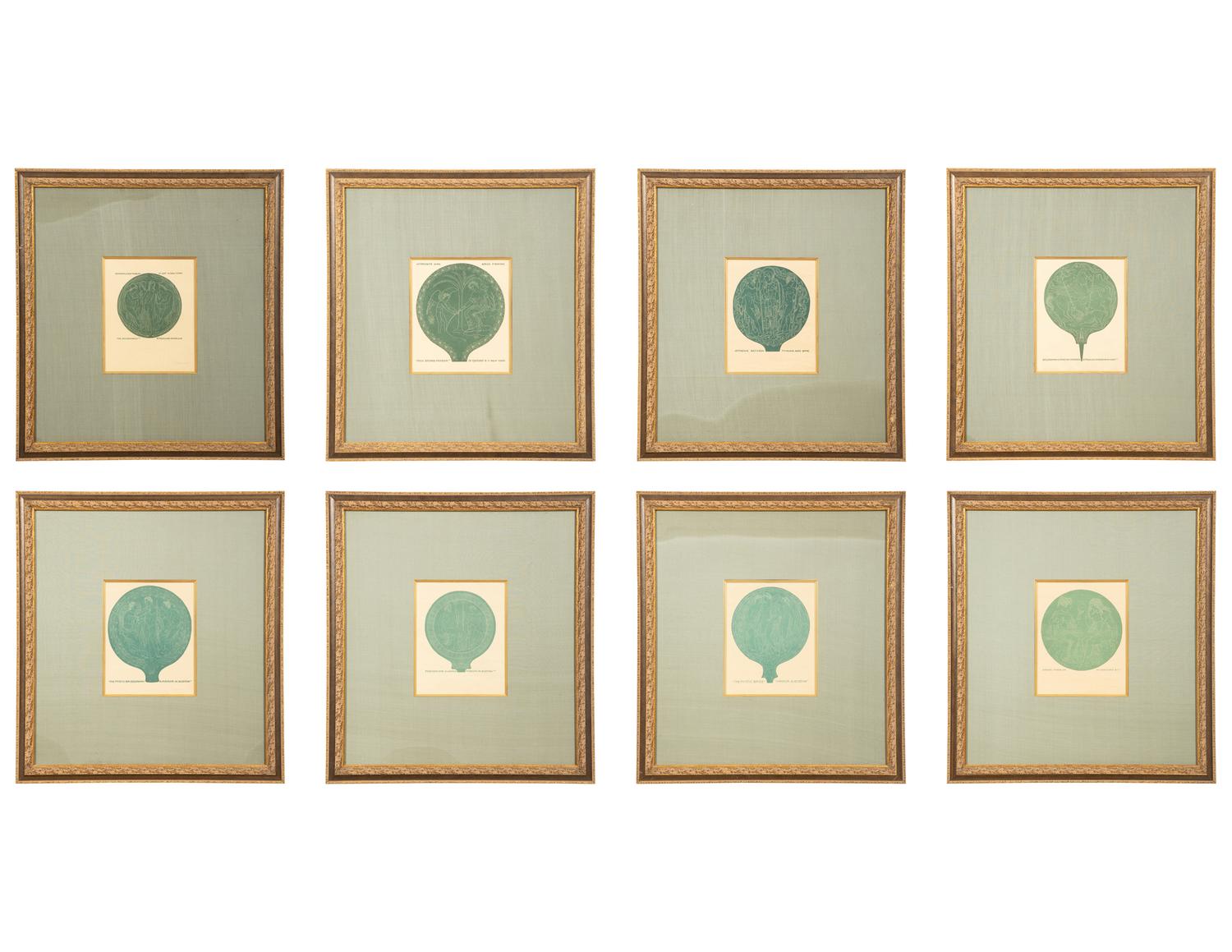 A Suite of Eight Gilt Framed Prints of Ancient Mirrors