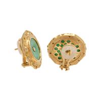 RICHARD KIMBALL, YELLOW GOLD, JADE AND DIAMOND EARCLIPS