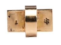 14k Gold Ring, with Coral, Turquoise, Sugilite, and Spiny Oyster Mosaic Inlay Lot is located and will ship from Denver, Colorado.