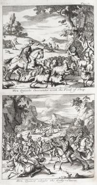 CERVANTES SAAVEDRA, MIGUEL DE. The History of the most Renowned Don Quixote of Mancha. London, 1687. First illustrated editio in Englis
