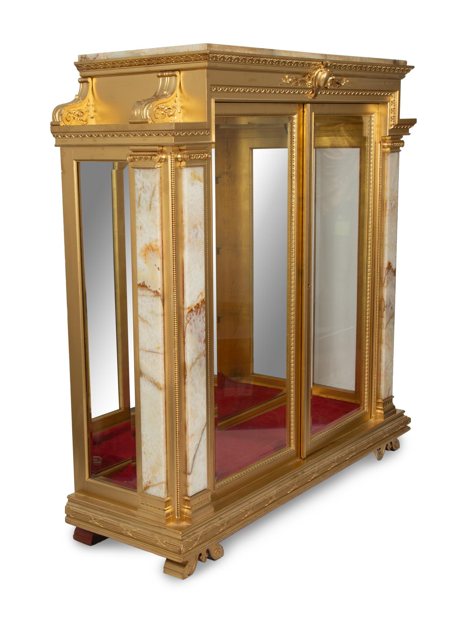 A Pottier and Stymus Giltwood and Onyx Cabinet — LATE 19TH CENTURY