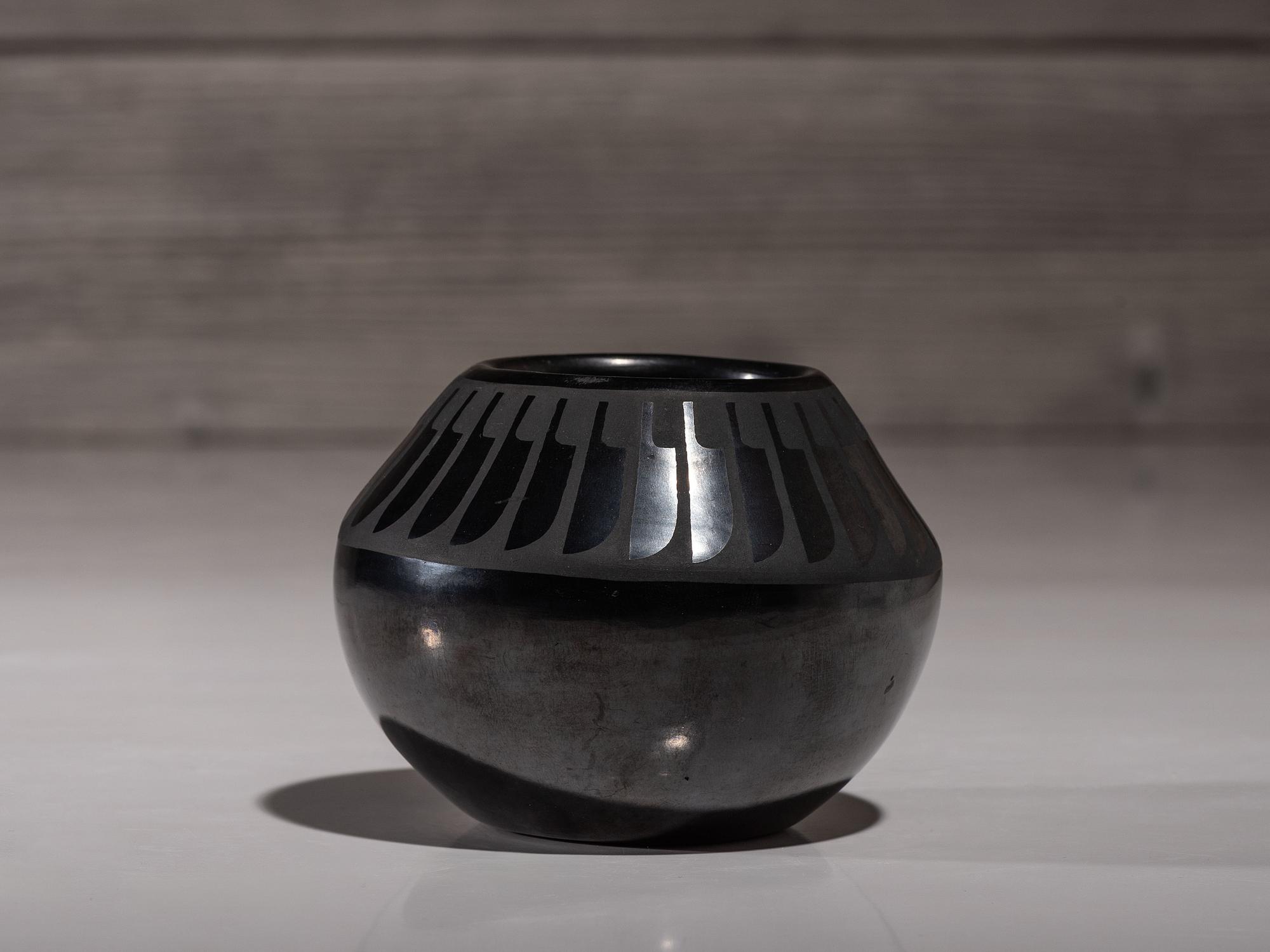 Blackware Pottery Jar, with Gunmetal Finish July 1965
