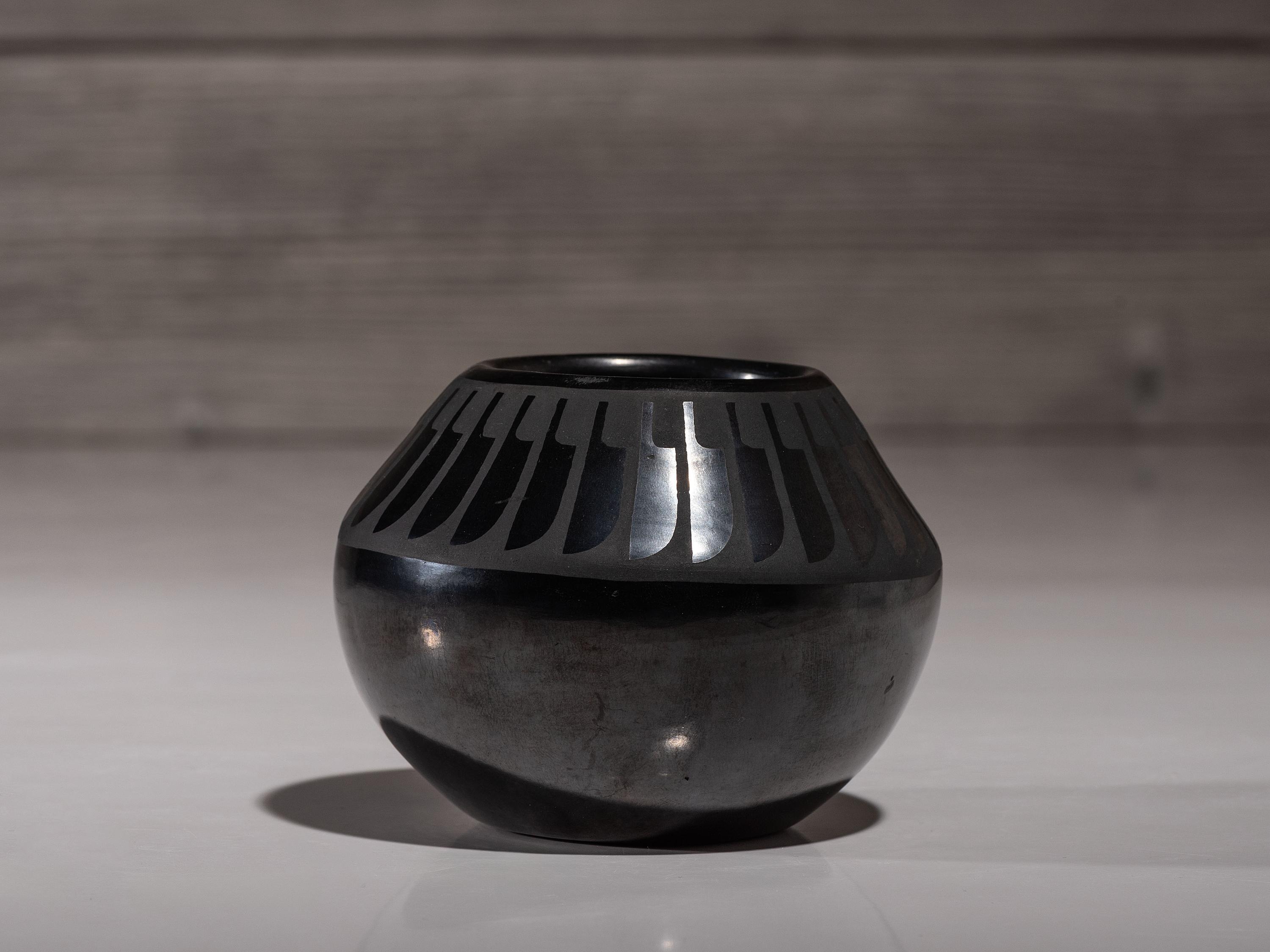 Blackware Pottery Jar, with Gunmetal Finish July 1965