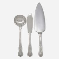 An assembled sterling silver flatware service in the "King" pattern Most by Walker & Hall, Sheffield, 1961, 1964, and 1967