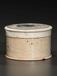 A Rare Transfer Printed Porcelain Perfumed Bear Grease Pot Lid and Base