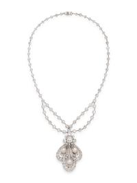 ANTIQUE, DIAMOND AND NATURAL PEARL NECKLACE