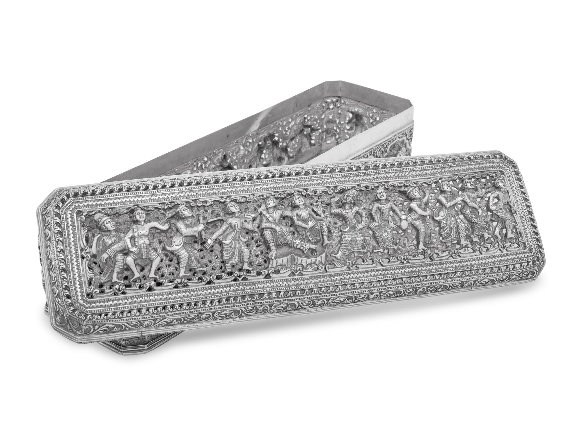 A Large Burmese Silver Box