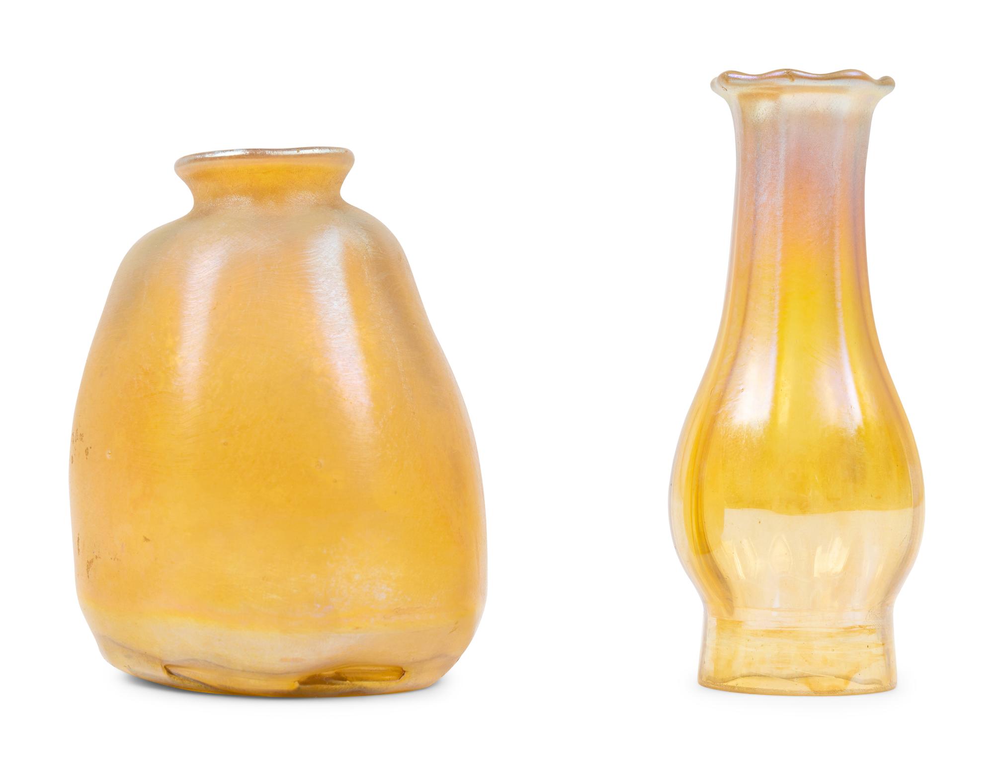Two Small Favrile Glass Shades