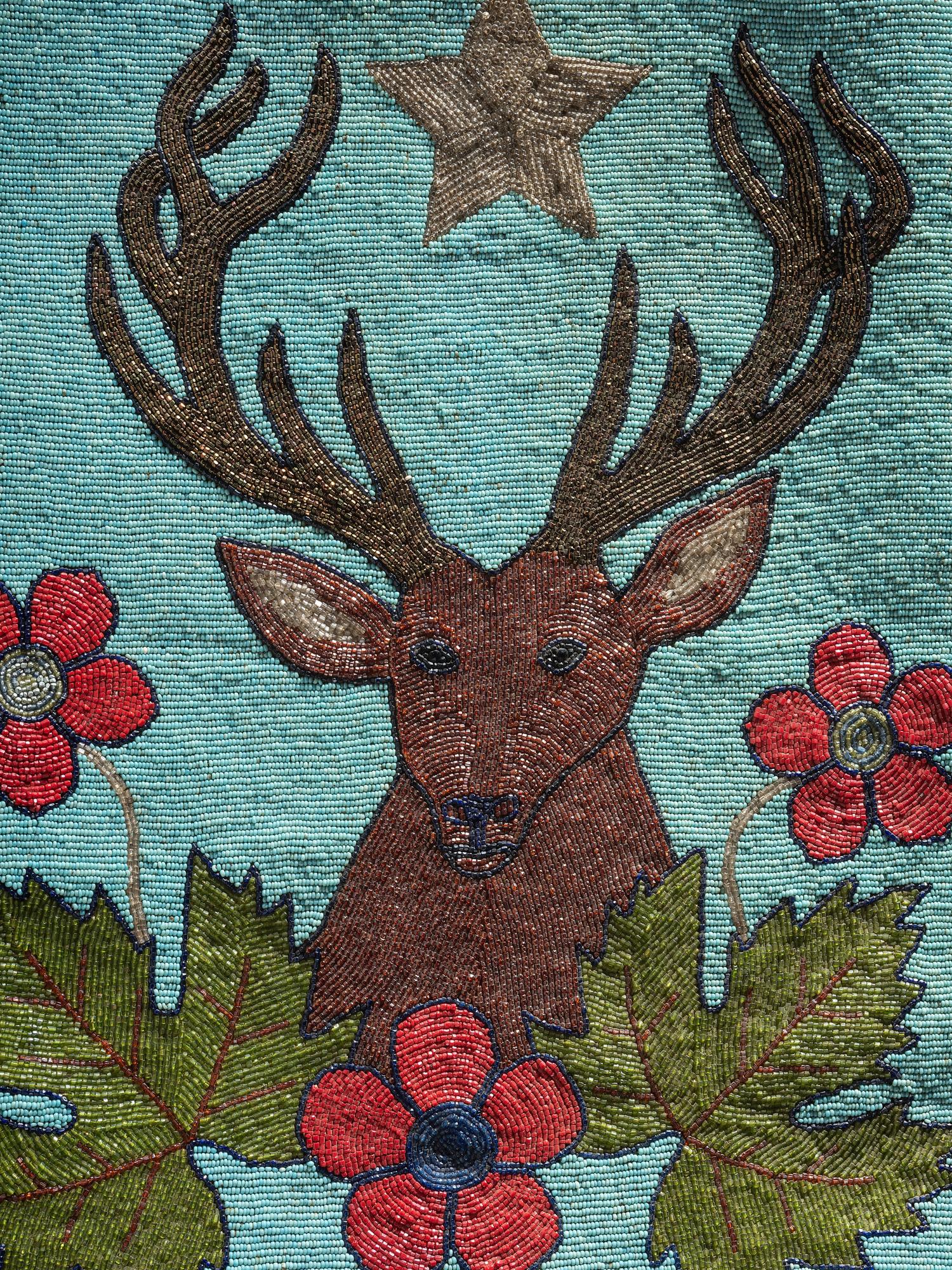 Plateau Beaded Hide Storage Bag, with Buck