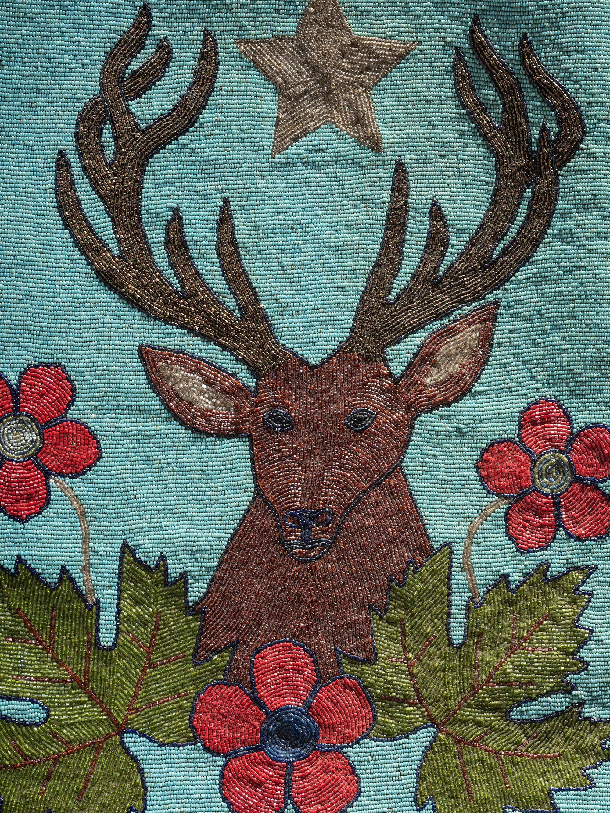 Plateau Beaded Hide Storage Bag, with Buck