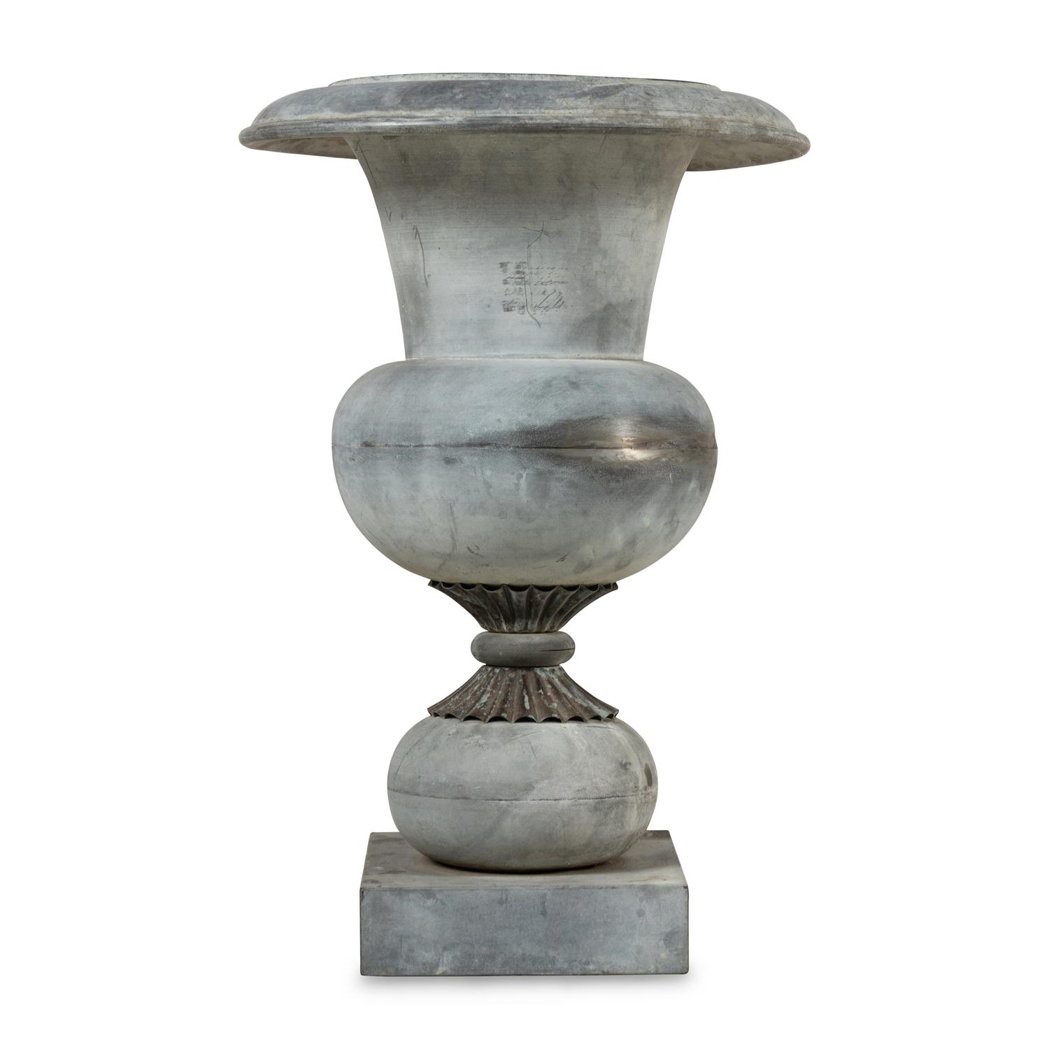 A Patinated Zinc Garden Urn