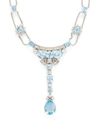 WHITE GOLD, BLUE TOPAZ, AND DIAMOND NECKLACE