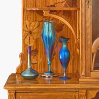 Tiffany Studios Group of Three Favrile Glass Vases, circa 1909-21