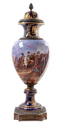 A Napoleonic Sevres Style Gilt Bronze Mounted Porcelain Lidded Urn Height 40 inches. — LATE 19TH/EARLY 20TH CENTURY
