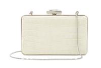 A Judith Leiber Cream Crocodile Clutch, 6" x 3.5" x 1.5".
