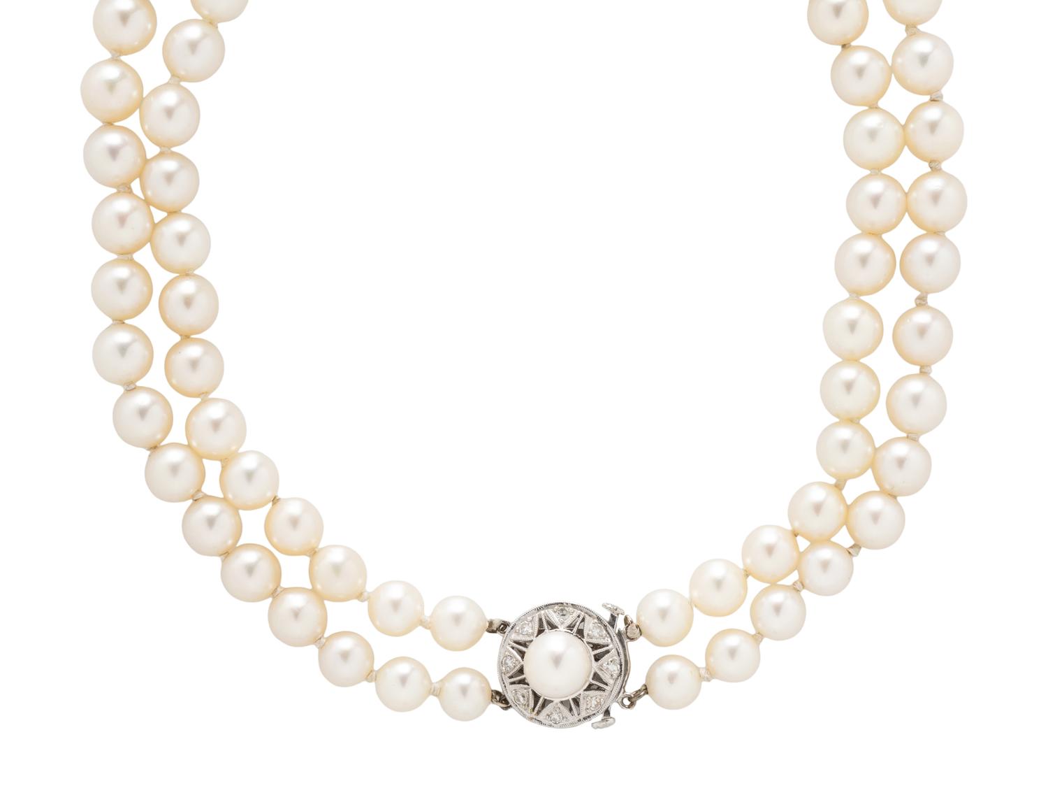 DOUBLE STRAND CULTURED PEARL NECKLACE
