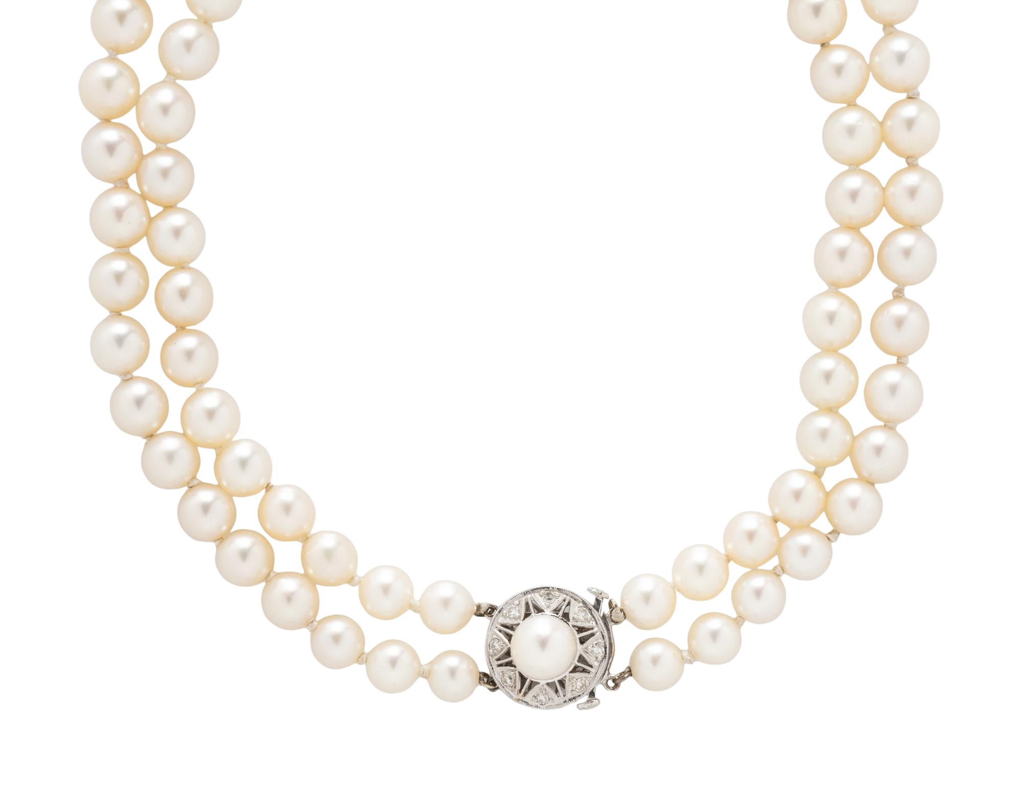 DOUBLE STRAND CULTURED PEARL NECKLACE