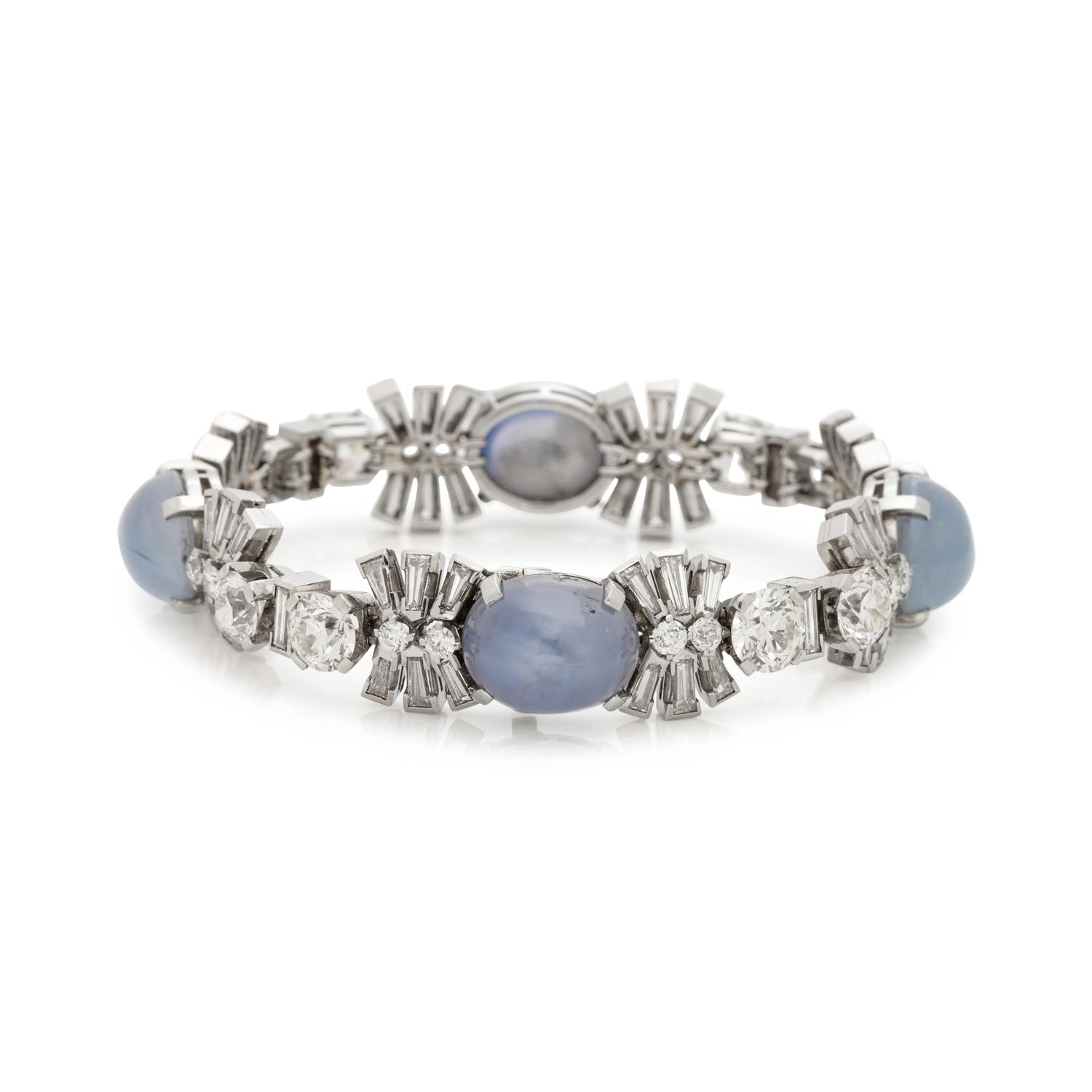 SPAULDING & CO., STAR SAPPHIRE AND DIAMOND BRACELET