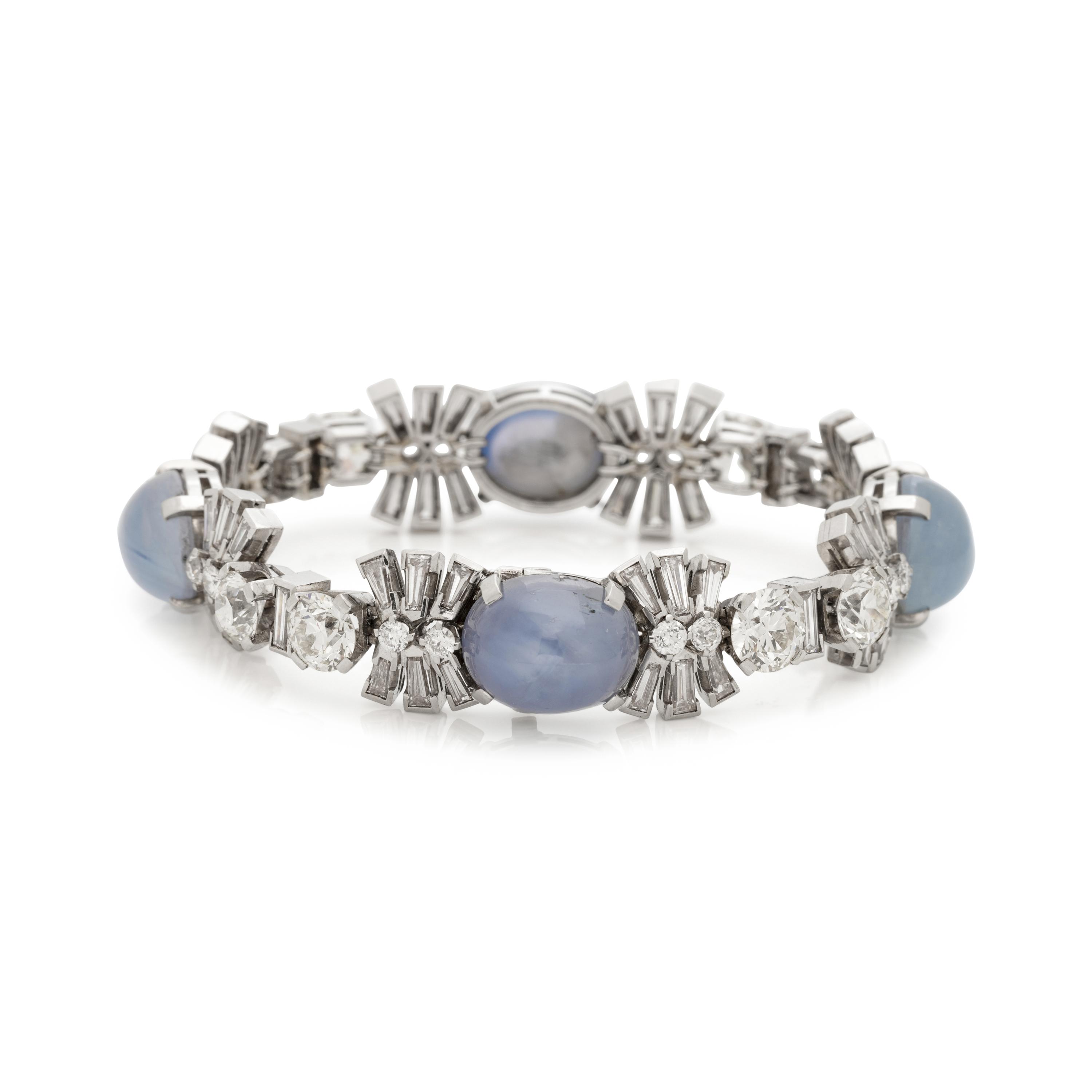 SPAULDING & CO., STAR SAPPHIRE AND DIAMOND BRACELET