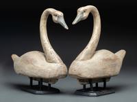 A Pair of Painted Wood Swan Decoys