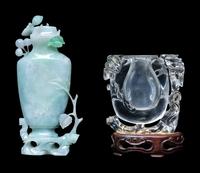 Two Small Chinese Carved Hardstone Vases