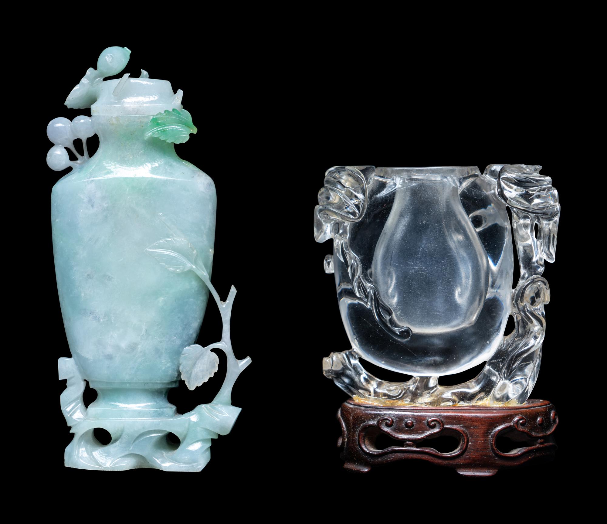 Two Small Chinese Carved Hardstone Vases