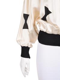 Ellena Hand-Painted Silk Satin Blouse, 1970-80s